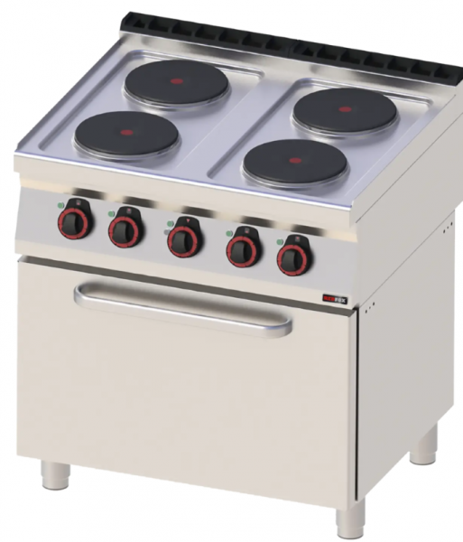 Herd elektrisch mit Heißluft-Backofen GN 1/1 - 4x Kochfeld 400 V | REDFOX - SPT 70/80 11 E
