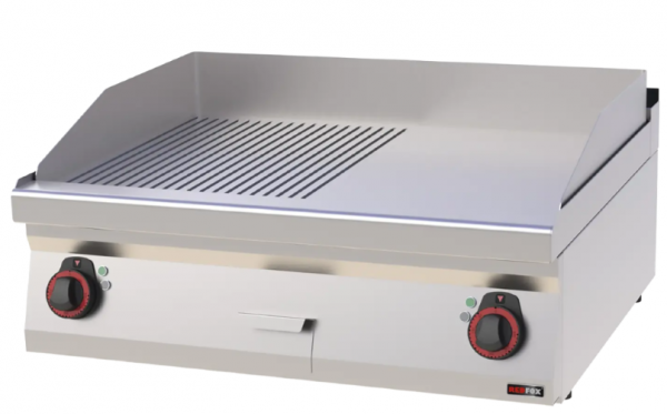 Grillplatte 80x51 elektrisch kombiniert, ohne Unterbau 400V / REDFOX – FTHR 70/08E