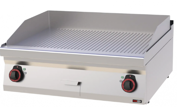 Grillplatte 80x51 elektrisch geriffelt, ohne Unterbau 400V / REDFOX – FTR 70/08E