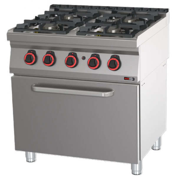 Gasherd mit statischem Gasbackofen GN 2/1 - 4x Brenner | REDFOX - SPT 70/80 21G
